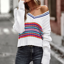 Laden Sie das Bild in den Galerie-Viewer, Täfelter Pullover mit V-Ausschnitt