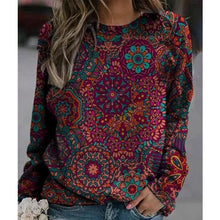 Laden Sie das Bild in den Galerie-Viewer, Bedrucktes Langarm-Sweatshirt mit Rundhalsausschnitt