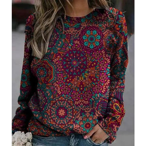 Bedrucktes Langarm-Sweatshirt mit Rundhalsausschnitt