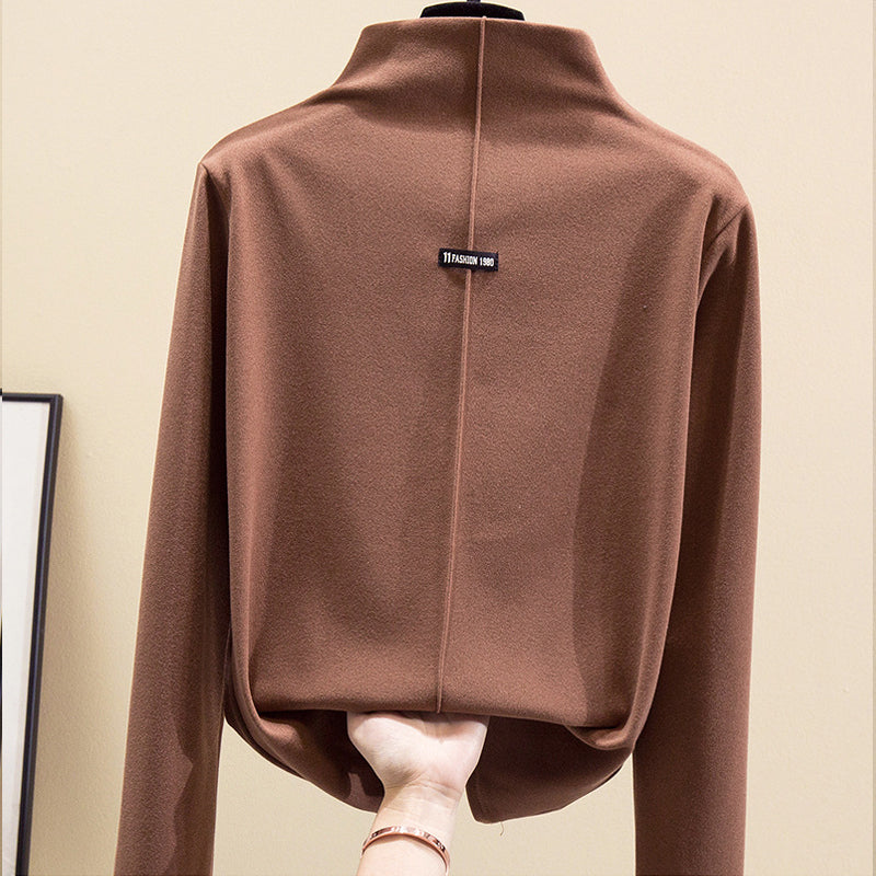 Fleece T-Shirt mit halbhochen Rollkragen