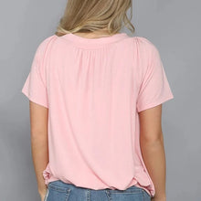 Laden Sie das Bild in den Galerie-Viewer, Einfarbiges T-Shirt-Oberteil mit Faltendesign