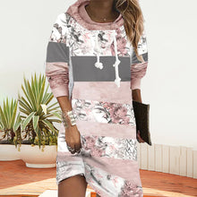 Laden Sie das Bild in den Galerie-Viewer, Langärmliges Kleid mit Blumenmuster und Kapuze