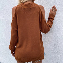 Laden Sie das Bild in den Galerie-Viewer, Schulterfreier Langarm-Pullover mit Rundhalsausschnitt