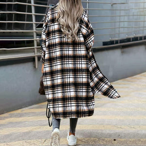 Lange karierte Hemdjacke