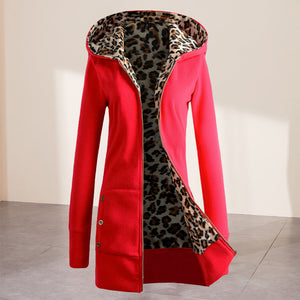 Plüsch-Sweatshirt mit Leopardenprint und Reißverschluss