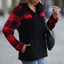Laden Sie das Bild in den Galerie-Viewer, Lässiges Karo-Plüsch-Sweatshirt