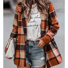 Laden Sie das Bild in den Galerie-Viewer, Karierte Wolljacke mit langen Ärmeln und Taschen