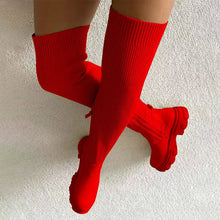 Laden Sie das Bild in den Galerie-Viewer, Kniehohe Elastische Strickstiefel