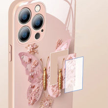 Laden Sie das Bild in den Galerie-Viewer, 3D-Schmetterlingsmuster Glas Handyhülle für iPhone