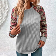 Laden Sie das Bild in den Galerie-Viewer, Karierte Patchwork-Sweatshirts für Damen