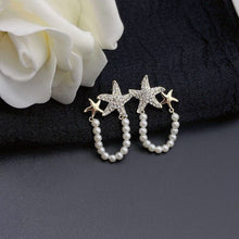 Laden Sie das Bild in den Galerie-Viewer, Diamant Seestern Perlen Ohrringe
