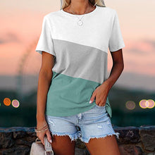 Laden Sie das Bild in den Galerie-Viewer, Lockeres lässiges kurzärmeliges T-Shirt mit Rundhalsausschnitt für Damen