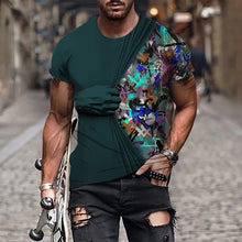 Laden Sie das Bild in den Galerie-Viewer, Herren-T-Shirt mit 3D-Druck und Rundhalsausschnitt