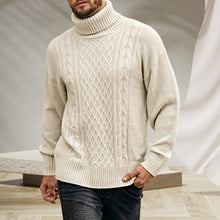 Laden Sie das Bild in den Galerie-Viewer, Einfarbiger Langärmliger Gestrickter Rollkragenpullover für Herren