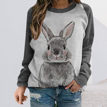 Laden Sie das Bild in den Galerie-Viewer, Lässiges Langarm-Kaninchen-T-Shirt