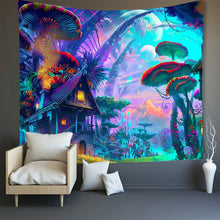Laden Sie das Bild in den Galerie-Viewer, Psychedelische Waldpilz Wandteppich Kunstdekorationsdecke