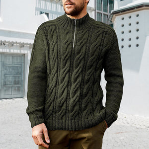 Einfarbiger Pullover mit Reißverschluss für Herren