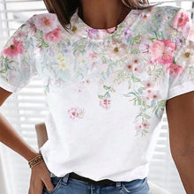 Laden Sie das Bild in den Galerie-Viewer, Einfaches Sommer-T-Shirt mit Aufdruck