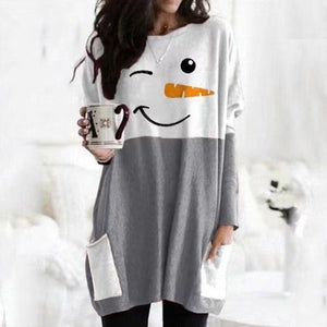 Weihnachten Langärmliges Kleid mit Schneemann