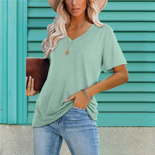 Laden Sie das Bild in den Galerie-Viewer, Modisches Lässiges T-Shirt Mit V-Ausschnitt Für Damen