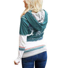 Laden Sie das Bild in den Galerie-Viewer, Lässiger Langärmeliger Kapuzenpullover mit Weihnachtsdruck für Damen