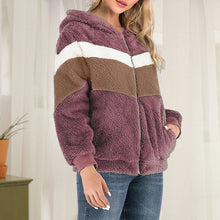 Laden Sie das Bild in den Galerie-Viewer, Plüsch-Sweatshirt in Kontrastfarbe mit Reißverschluss