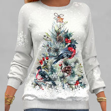 Laden Sie das Bild in den Galerie-Viewer, Pullover mit Weihnachtsbaummuster und Schneeflockenprint und langen Ärmeln