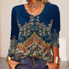 Laden Sie das Bild in den Galerie-Viewer, Geblümtes T-Shirt mit Knöpfen