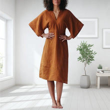 Laden Sie das Bild in den Galerie-Viewer, Elegantes Schmales Leinenkleid