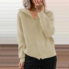 Laden Sie das Bild in den Galerie-Viewer, Locker gestrickter Pullover mit Reißverschluss am Revers