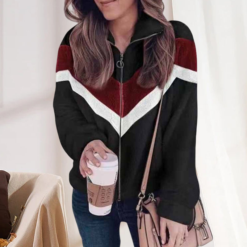 Warme Plüschjacke mit Reißverschluss