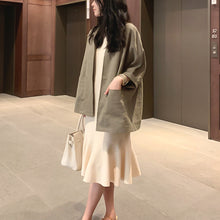 Laden Sie das Bild in den Galerie-Viewer, Lockere Vintage-Herbstjacke aus Baumwolle und Leinen