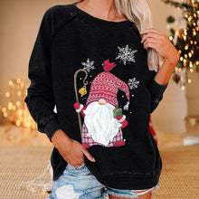 Laden Sie das Bild in den Galerie-Viewer, Lockeres Sweatshirt mit Weihnachtsmann-Schneeflockendruck