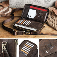 Laden Sie das Bild in den Galerie-Viewer, Retro-Umhängetasche &amp; Gürteltasche aus Leder für Herren
