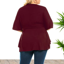 Laden Sie das Bild in den Galerie-Viewer, Lockeres Einfarbiges T-Shirt mit V-Ausschnitt