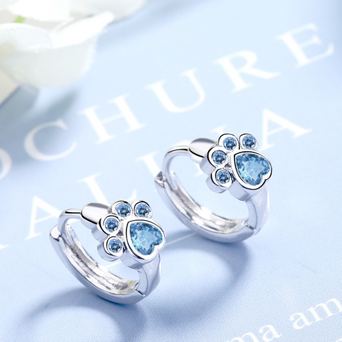 Süße Katzenkralle blaue Zirkonia Diamantohrringe