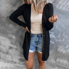 Laden Sie das Bild in den Galerie-Viewer, Einfarbige Strickjacke mit langen Ärmeln