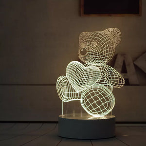 3D Kreatives Liebesbär Nachtlicht