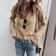 Laden Sie das Bild in den Galerie-Viewer, Damen Modischer Strickpullover mit V-Ausschnitt