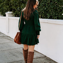 Laden Sie das Bild in den Galerie-Viewer, Damen Herbst Langarm Rundhals Prinzessin Kleid