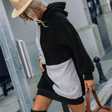 Laden Sie das Bild in den Galerie-Viewer, Damen Langer Langärmeliger Lockerer Plüsch-Kapuzenpullover