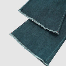 Laden Sie das Bild in den Galerie-Viewer, Gewaschene ungesäumte Jeans mit mittlerer Taille