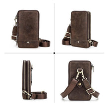 Laden Sie das Bild in den Galerie-Viewer, Retro-Umhängetasche &amp; Gürteltasche aus Leder für Herren