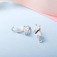 Laden Sie das Bild in den Galerie-Viewer, Katze Silber Ohrringe
