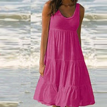 Laden Sie das Bild in den Galerie-Viewer, Damen Ärmelloses Strandkleid mit Rundhalsausschnitt