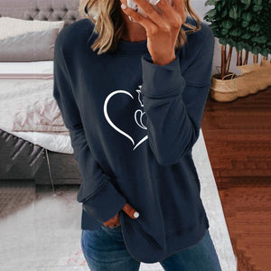 Langarm-Sweatshirt mit Rundhalsausschnitt und Herzdruck