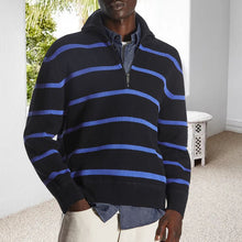 Laden Sie das Bild in den Galerie-Viewer, Gestreifter Strickpullover mit Revers