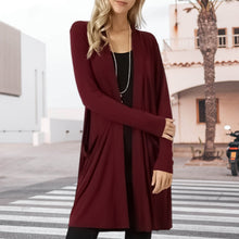 Laden Sie das Bild in den Galerie-Viewer, Einfache Einfarbige Lange Strickjacke