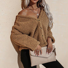 Laden Sie das Bild in den Galerie-Viewer, Damen Plüschjacke mit V-Ausschnitt