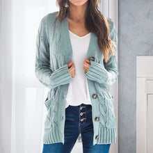 Laden Sie das Bild in den Galerie-Viewer, Lässige Langärmlige Strickjacke mit V-Ausschnitt